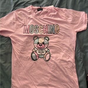 Moschino Pink Teddy Logo Tee Shirt